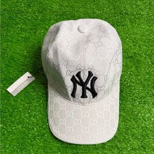 Gucci White Cap with Black NY Logo